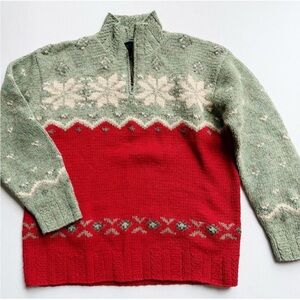 Vintage 90s Ralph Lauren HandKnit Alpaca Wool Blend 1/4 Quarter Zip Sweater